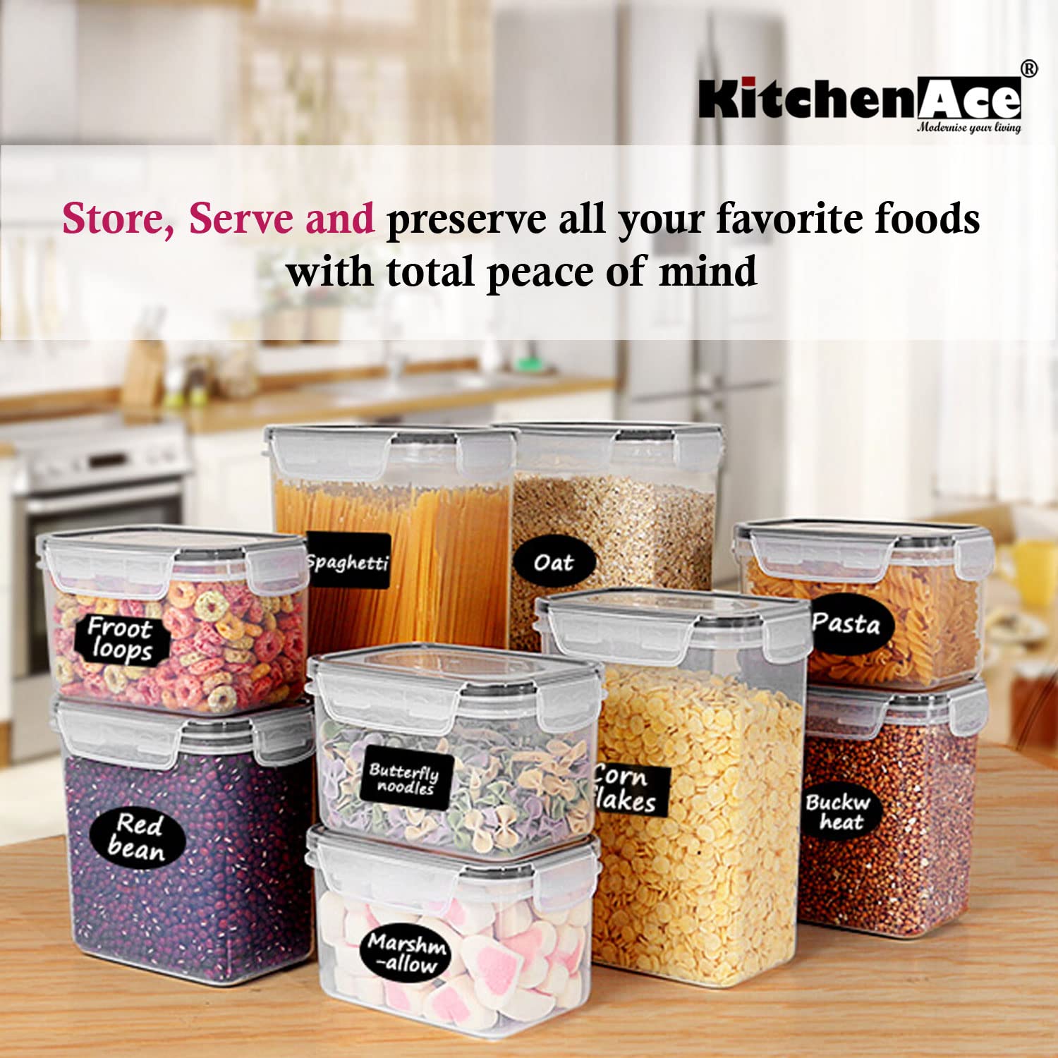 Kitchenace,Modernise Your Living Airtight Plastic Container Kitchen Storage Box - Storage & Container For Home, Snap-Seal (4-Pc)